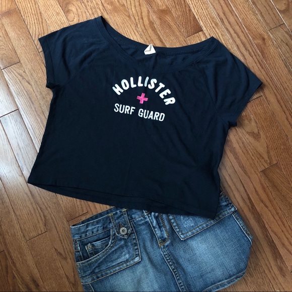 Hollister Tops - Hollister Navy Blue Surf Guard Crop Top Size Large
